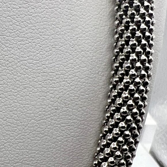 Sterling Silver & Onyx Mesh Necklace – Made in Italy | 18" Statement Chain - Picture 13 of 15